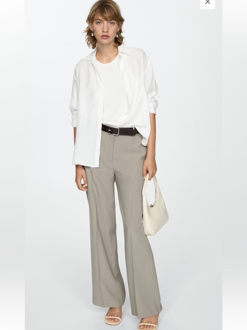 Mango Off-White Fluid Button-Up Shirt